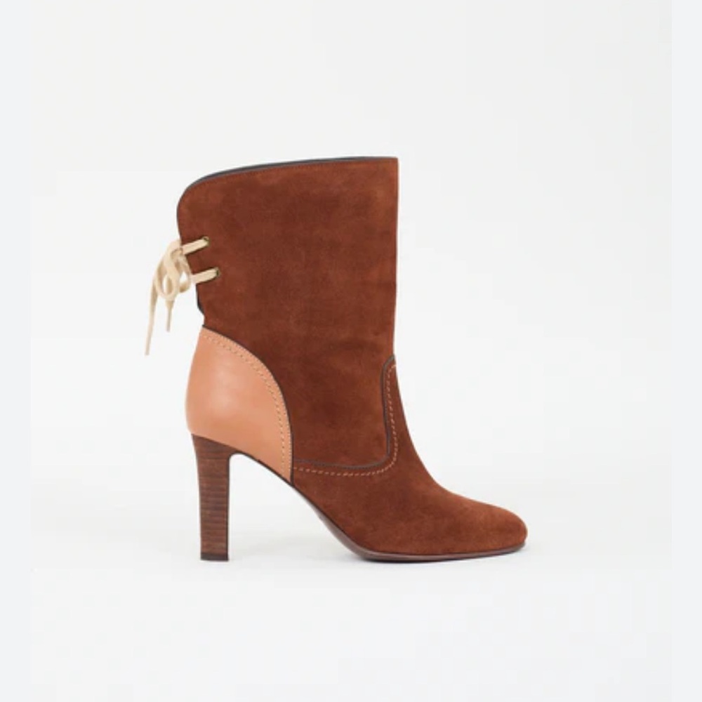 See by Chloe Elegant Brown Suede Ankle Boots size 37 1/2 - Picture 13 of 14